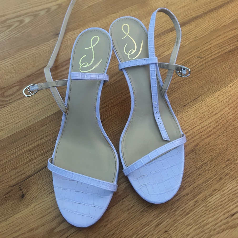 Sam Edelman alligator skin strappy heels in light purple